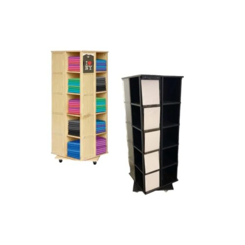 custom.KEWAY Four Sided Revolving-Shirt Display with Casters Wheeled Rotating Skirt Cube Display Rack