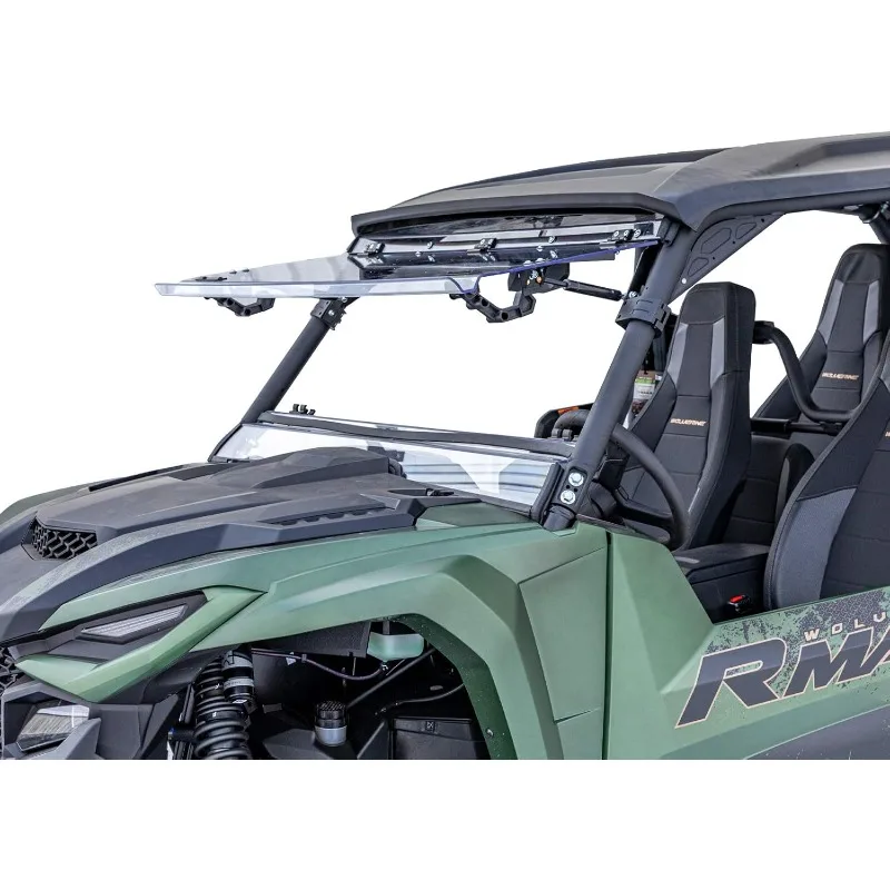 

SuperATV Scratch Resistant 3-in-1 Flip Windshield for 2021+ Wolverine RMAX 4, Open, Vented Or Fully Closed, 1/4” Polycarb