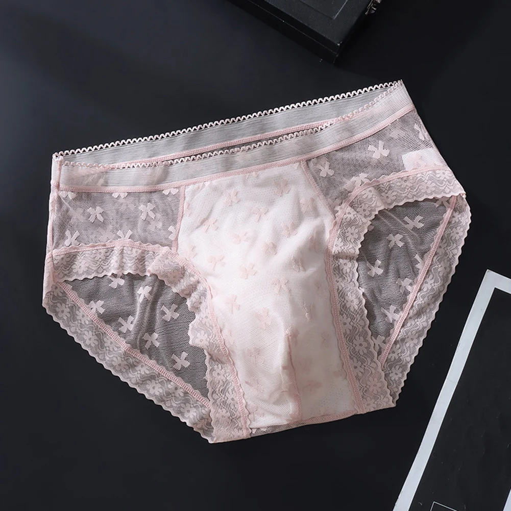 Sissy Lingerie For Men Camel Toe Underwear High Waist Satin Silk Underpants Silky Smooth Breathable Panties See-Through Briefs
