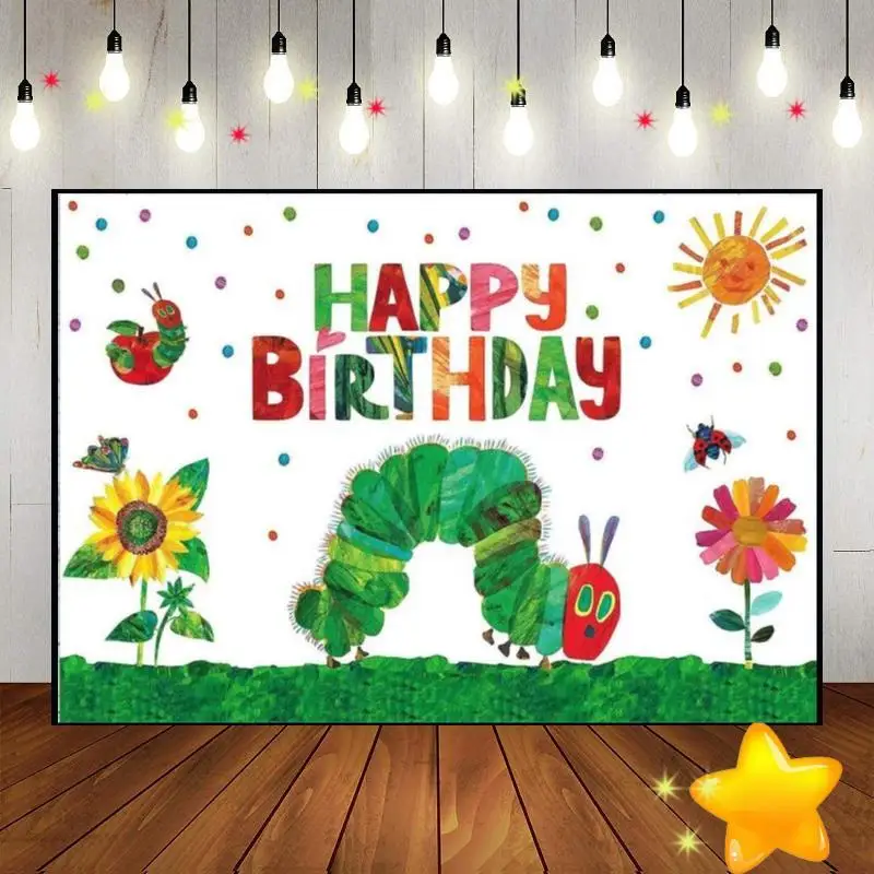 

Caterpillar Background Birthday Decoration Succulent Photography Backdrops Colorful Custom Backdrop Princess Photo Girl Sweet