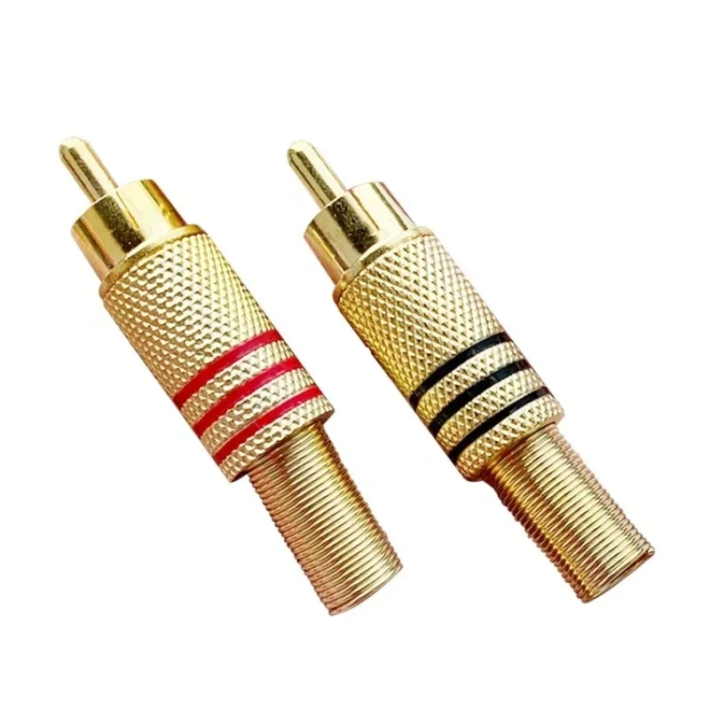 10PCS/Lot RCA Connector Male Jack Plug AV Plugs For PC Audio Vedio Welding DIY Parts Gold Red Black Metal Spring