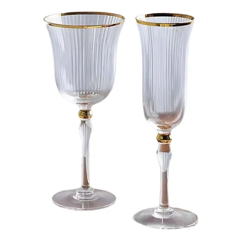 

ABUH-Vintage Red Wine Glass Europe Phnom Penh Goblet Shape Gold Edged Champagne Whiskey Cup Glass Household Bar Drinkware