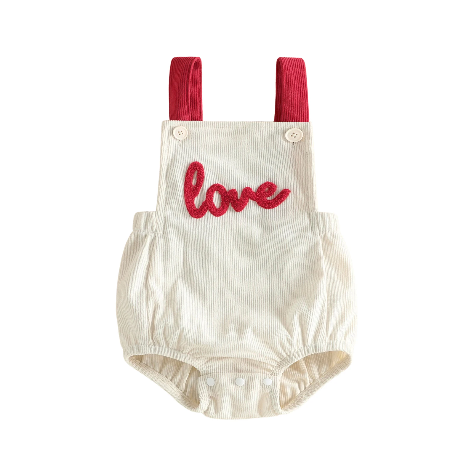 Baby Valentines Romper Lettering Towel Embroidery Sleeveless Jumpsuit