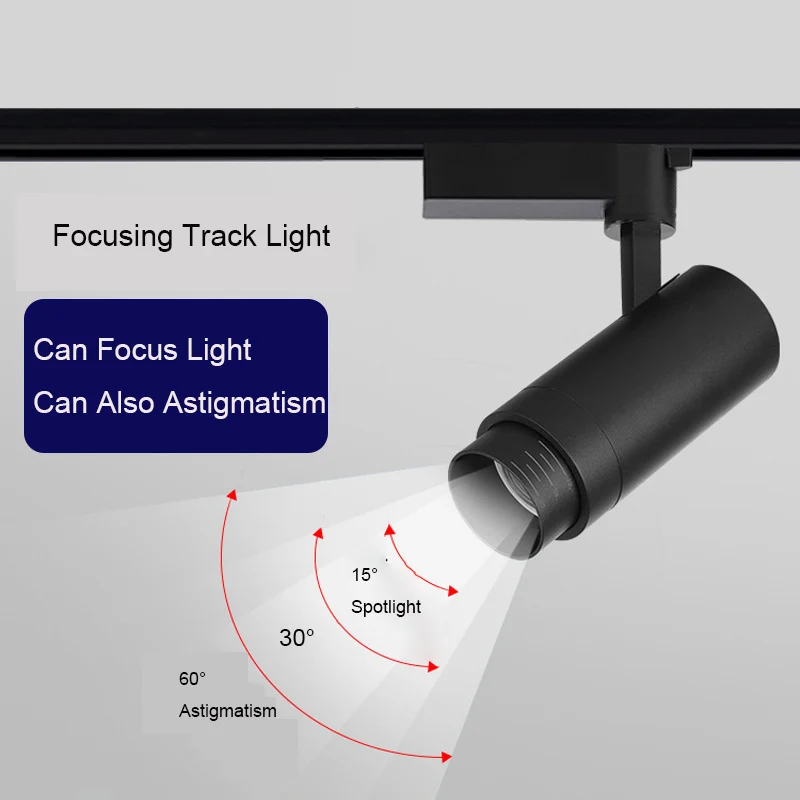 

Modern Black White Led Track Lights10w 20w 30w Zoomable Adjustable Beam Angle Showroom Exhibition track Rail Spotlight