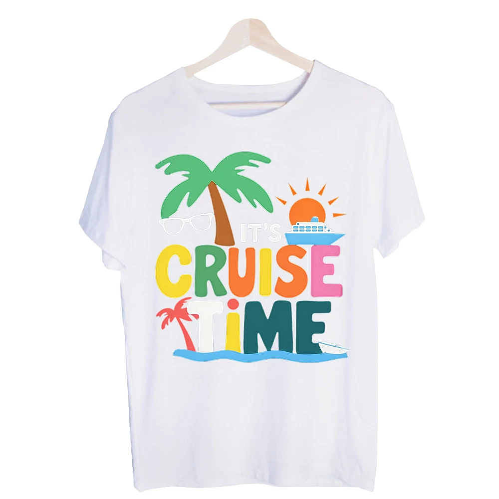 Men's Cruise Time Typography & Nature Graphic Tee, Short Sleeve Casual T-Shirt for Summer Vacation and Travel Outfits