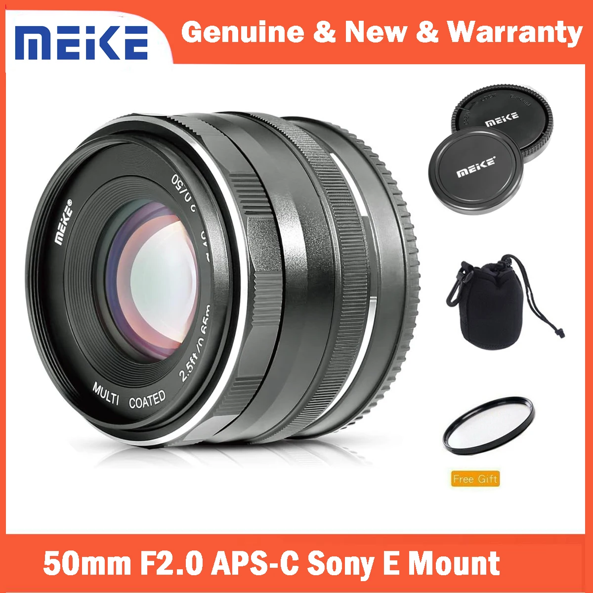 

Meike 50mm F2.0 Large Aperture APS-C Manual Focus Lens for Sony E Mount Mirrorless Camera NEX 3 3N 5 NEX 5T NEX 5R NEX 6 7 A6400