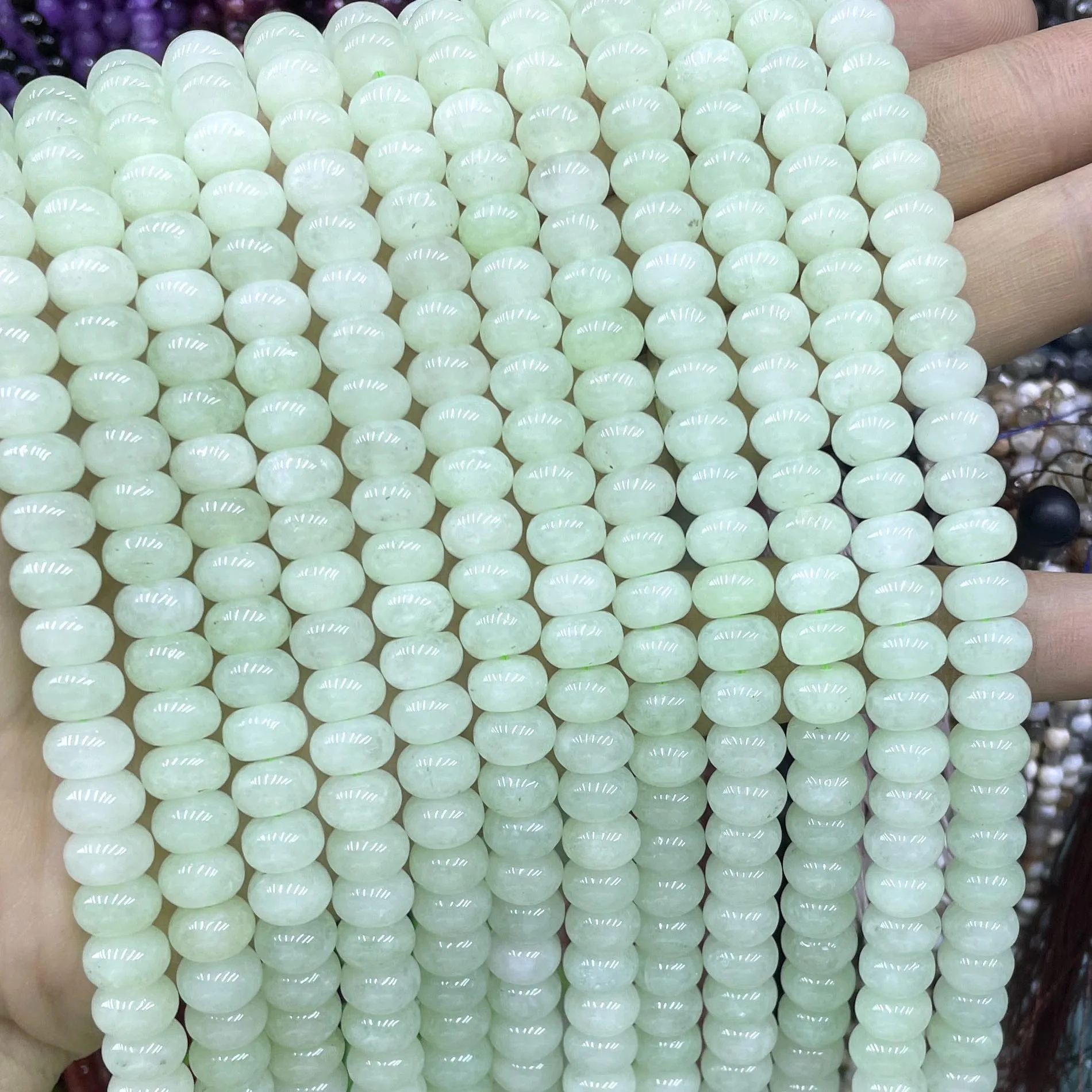 5*8mm Natuursteen Morganite Angelite Aquamarijnen Rondelle Ronde Spacer Kralen Voor Sieraden Maken DIY Armband Accessoires