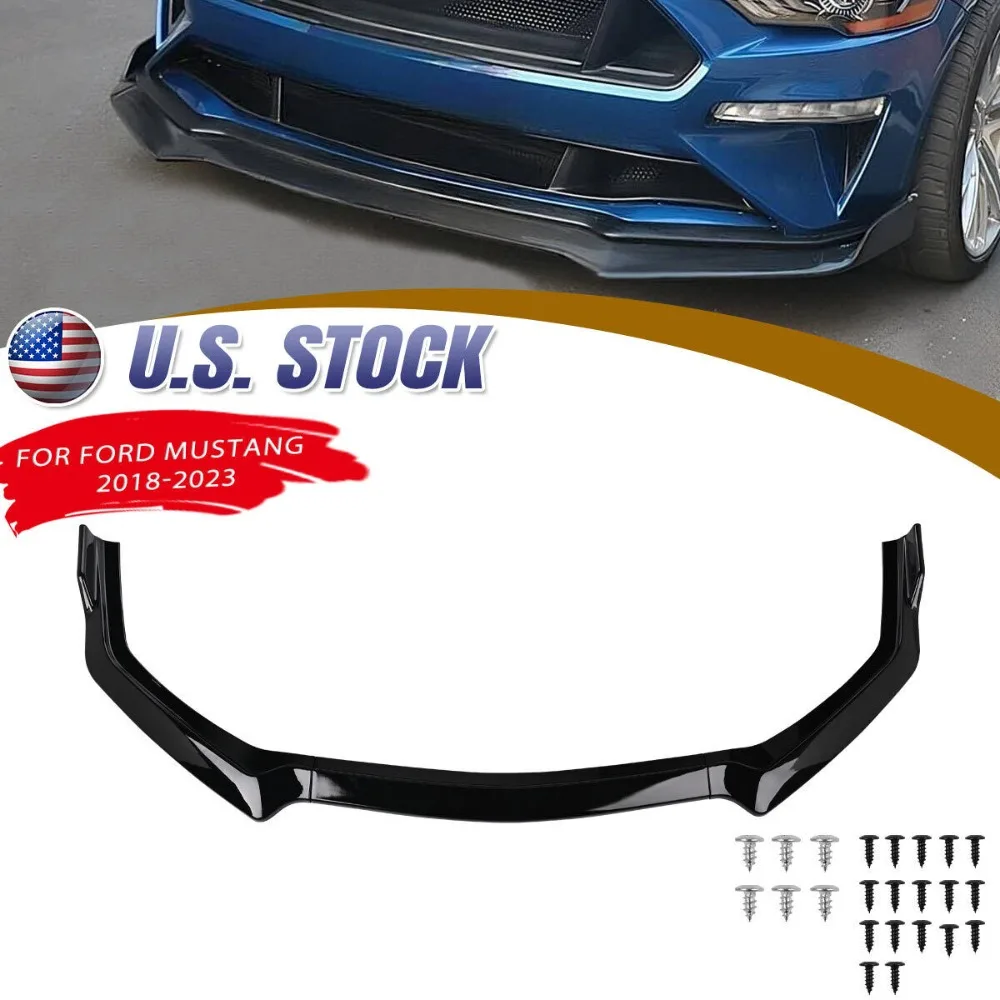 

For Ford Mustang 2018-2023 Front Lip Splitter Spoiler Bumper Body Kit Trim Black United States