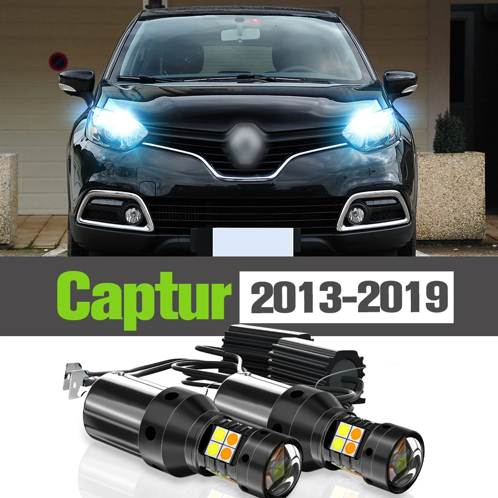 

2x LED Dual Mode Turn Signal+Daytime Running Light DRL Accessories Lamp For Renault Captur 2013-2019 2014 2015 2016 2017 2018