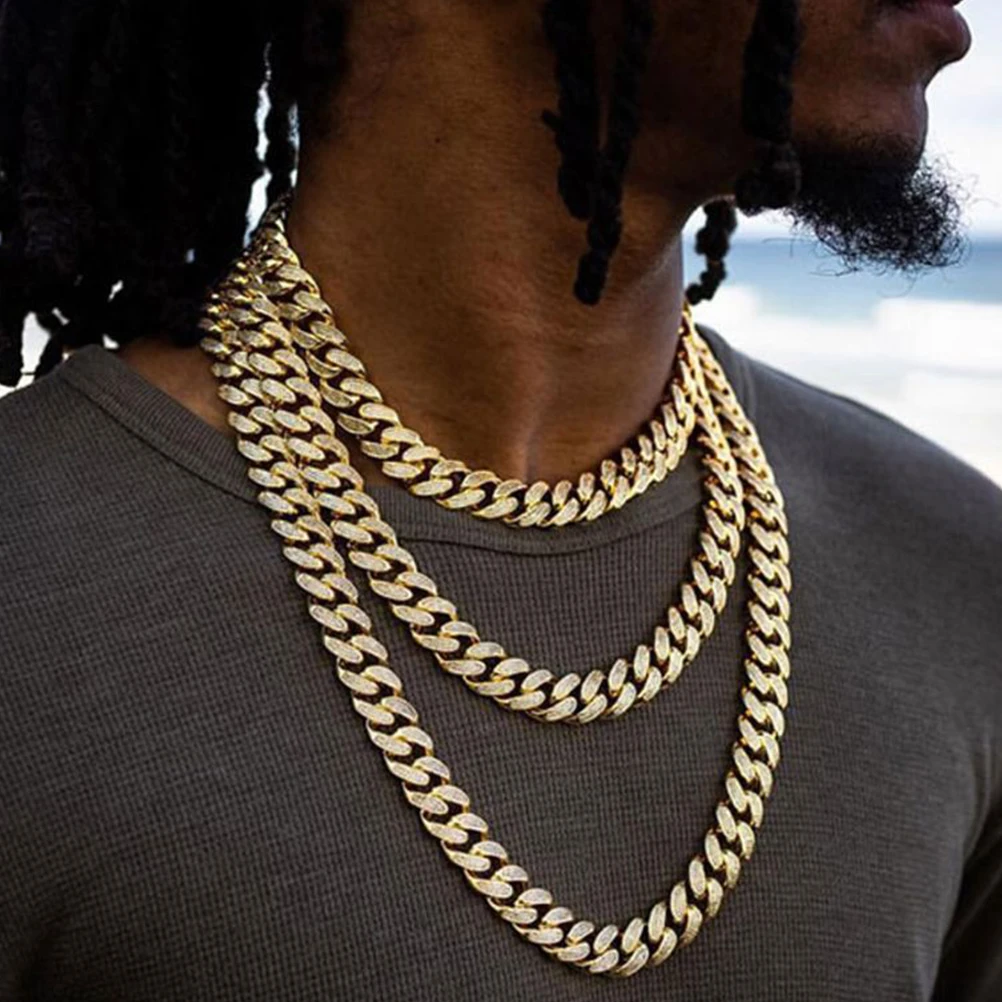 

Full Diamond Cuban Chain Fashion Jewelry Mens Necklace Pendant Man Hiphop Accessories Vintage
