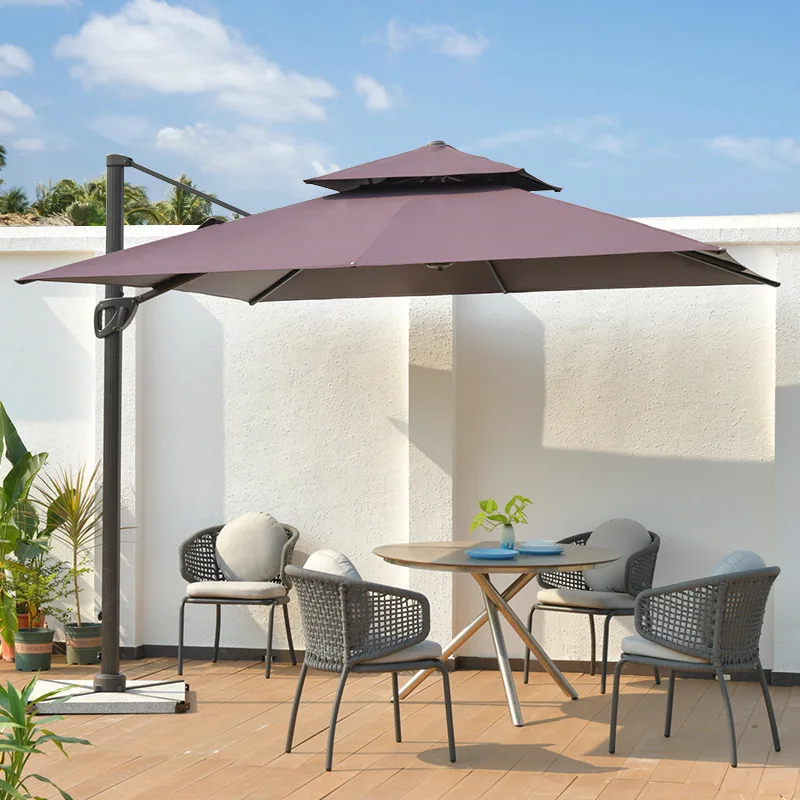 Premium square folding parasol + water container set outdoor shade cafe terrace roof garden camping Spur