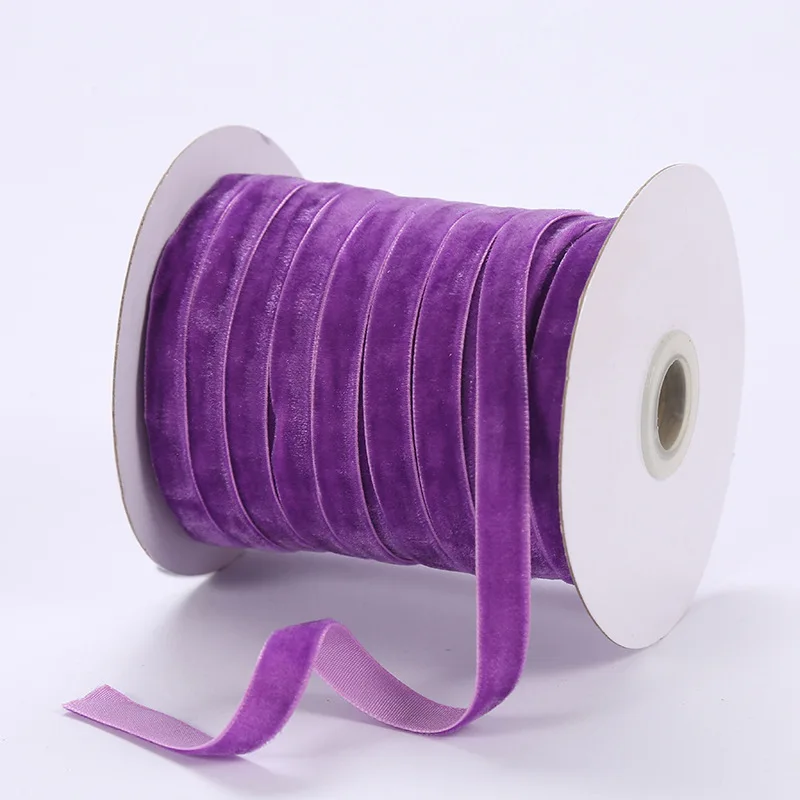 Neu (50 Yards/Rolle) 10mm Samtband Hochzeit Party Geschenkverpackung Dekoration Handgemachte Haarspange Haaraccessoires Schleife DIY-Band – Detail 13