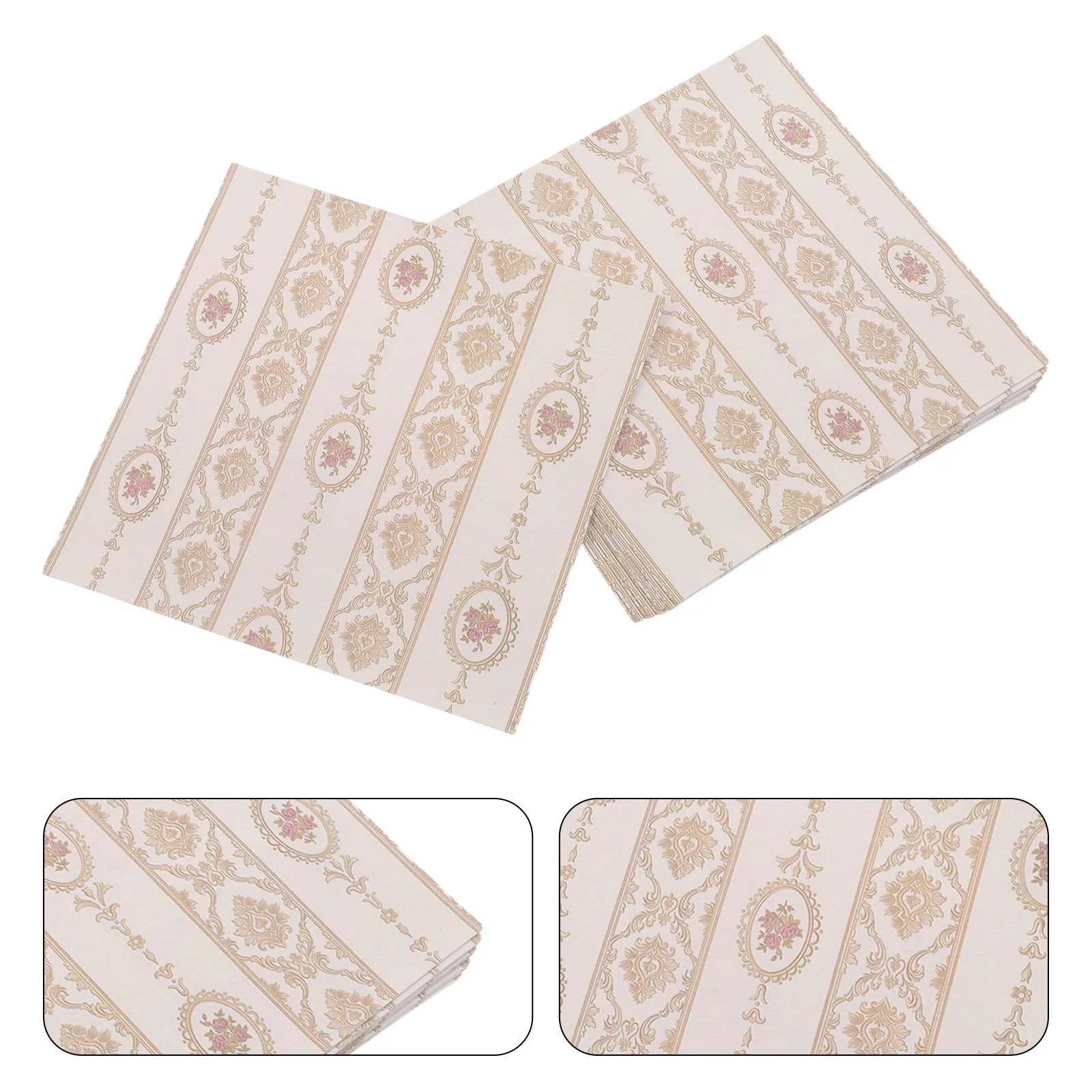Miniature Wallpaper Sheets – Self-Adhesive Fabric-Texture Peel-and-Stick Dollhouse Wall Coverings for Bedroom Decor