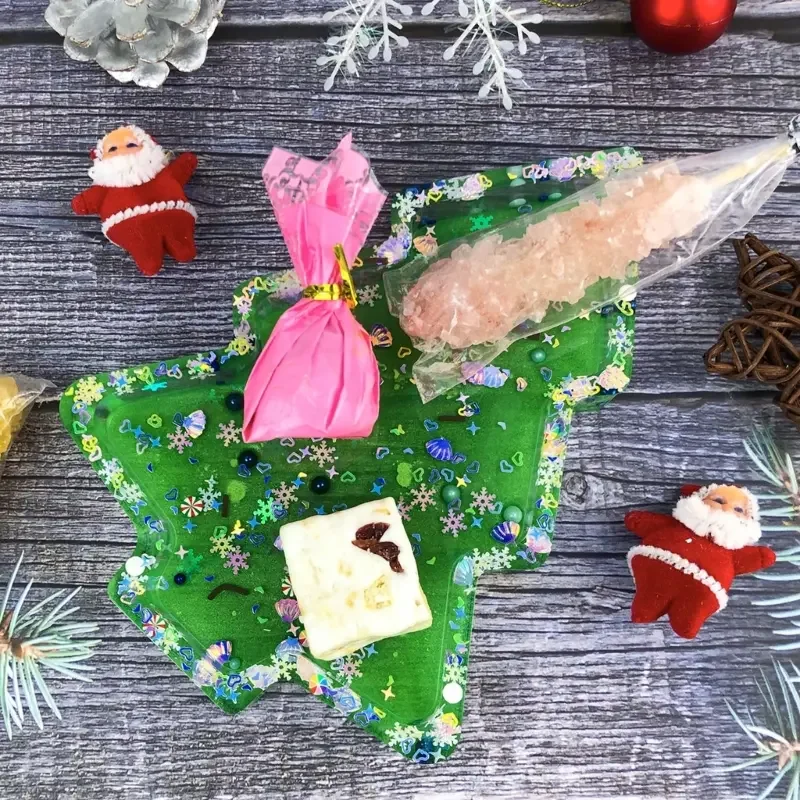 صينية شجرة عيد الميلاد الكبيرة قالب من السيليكون لتقوم بها بنفسك طبق تخزين الخرسانة أطيب التمنيات رسالة ديكور الجبس الطين الراتنج صب هدية عيد الميلاد #1