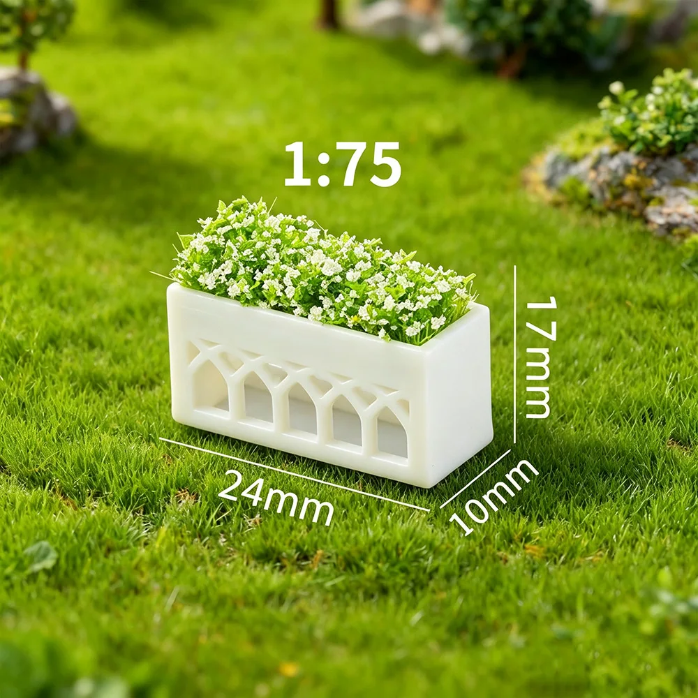 Simulations-Mini-Blumenbeet-Modell im Maßstab 1:75, Pflanzkasten, Blumensträucher, DIY Stadtstraßen-Garten-Layout-Materialien, Diorama, 3 Stück/Set – Detail 6