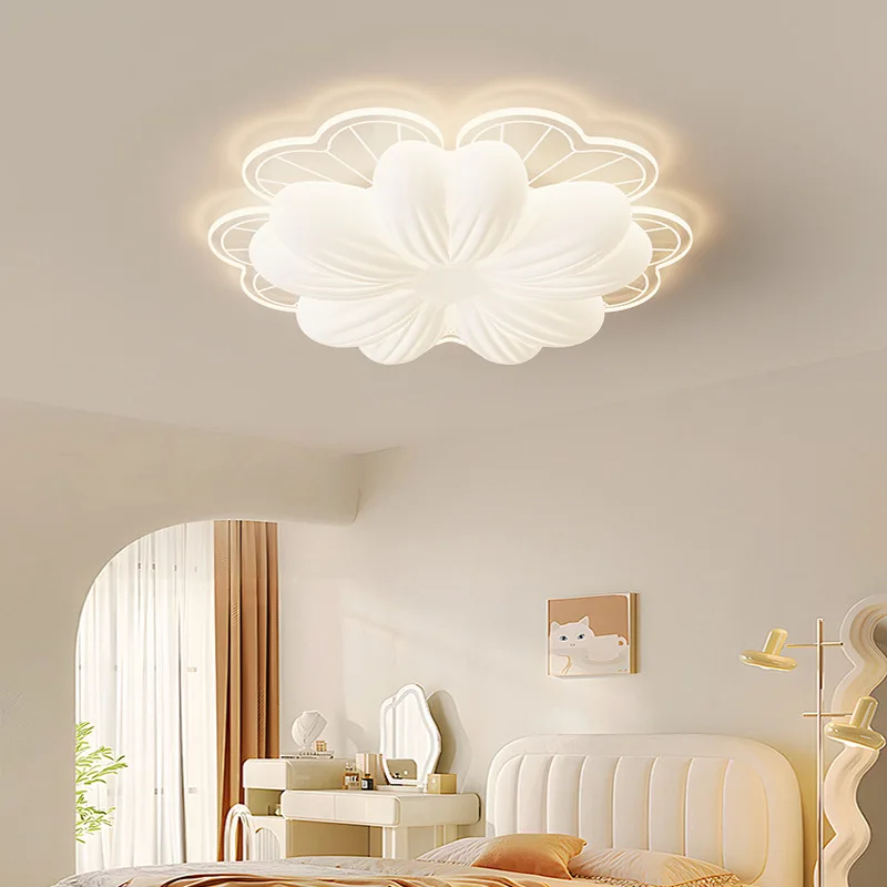

Cream wind bedroom ceiling light simple modern eye protection led study light warm flower ins wind master bedroom lamp
