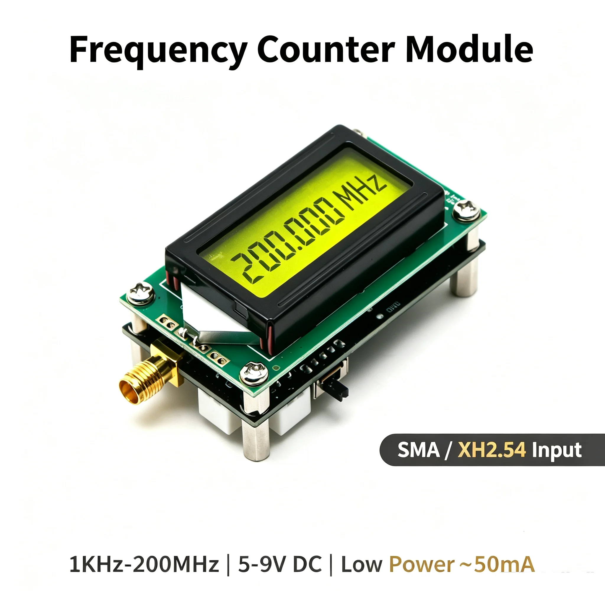 1k-200M RF Frequency Meter Frequency Counter LCD Display Radio Signal Measurement FM Shortwave Signal Source Walkie Talkie Freq