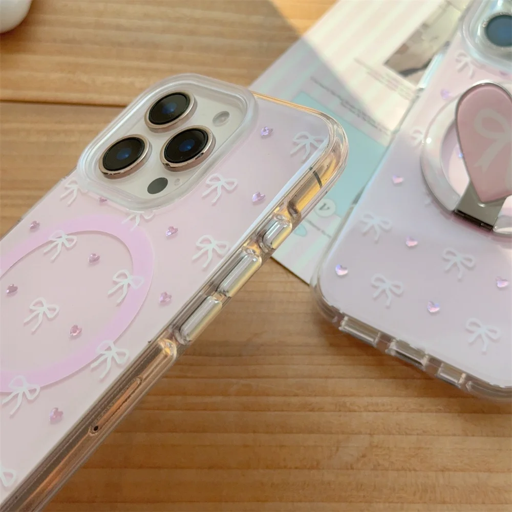 الكورية INS لطيف القوس المغناطيسي حامل جراب هاتف آيفون 13 14 15 16 17 برو ماكس غطاء جميل المضادة للسقوط واقية ل Magsafe Co #5