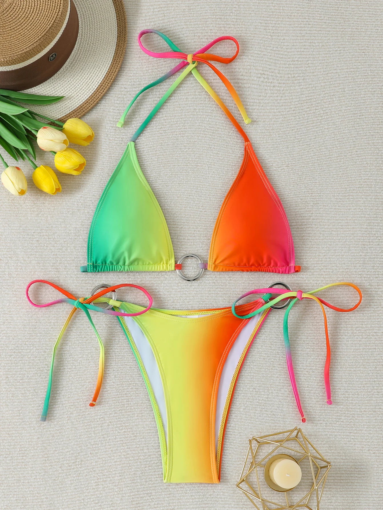 Sexy Ring Triangle Bikini Women's Swimsuit Swimwear 2026 Two-Piece Bathing Suit Woman Thong Micro Bikinis Sets Beachwear Biquini