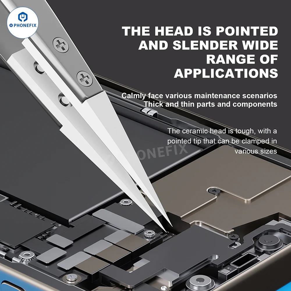 MaAnt Insulating  High-temperature Resistant High Precision Jumper Wire Ceramic Tweezers for Phone Disassembly Soldering Repair