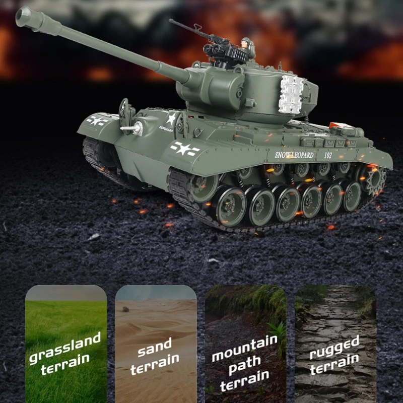 Juguete de tanque de spray de peido de cosas geniales-1:18 modelo de tanque M26 rc, coche de control remoto, chasis de robot, juguetes para niños, coches kawaii rc, regalo divertido