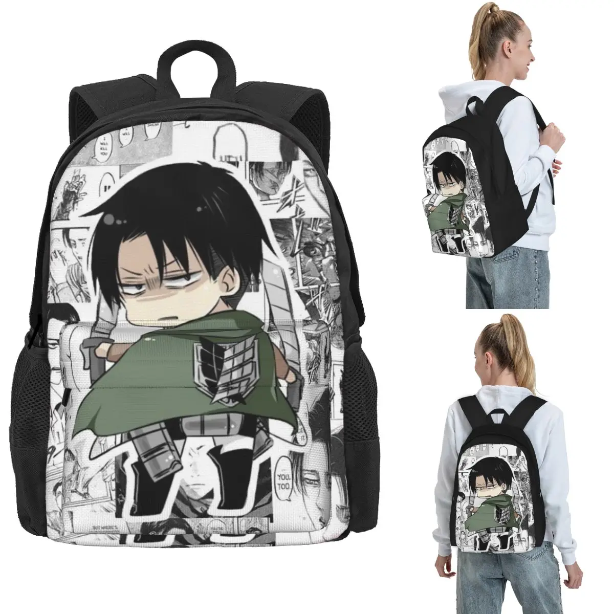 

Levi Ackerman Attack On Titan Рюкзаки для мальчиков и девочек Сумка для книг большой вместимости Студенческие школьные сумки Дорожный рюкзак Сумка на плечо