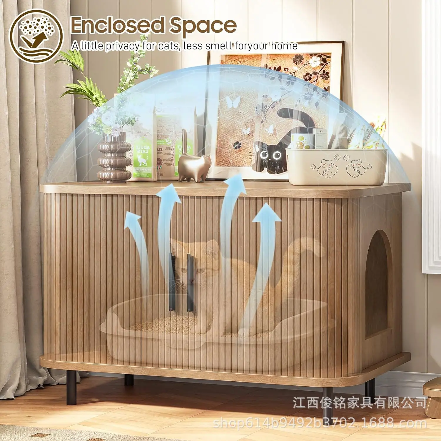 Amazon log wind pet storage low cabinet vertical zipper door cat channel integrated storage cabinet