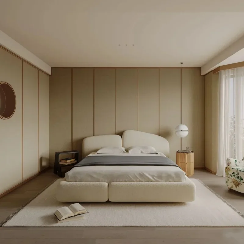 

Bed modern minimalist designer master bedroom soft bag wedding