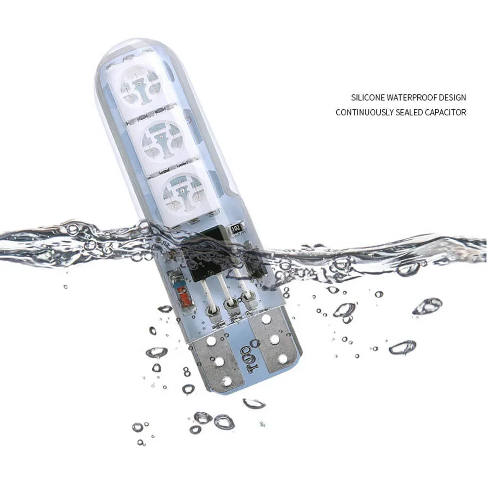 New 2pcs T10 5050 SMD RGB 6 LED Auto Car Wedge Side Light Lamp LED Demo Lamp Bulb RGB LED Light Bulb W/Remote Controller Strobe