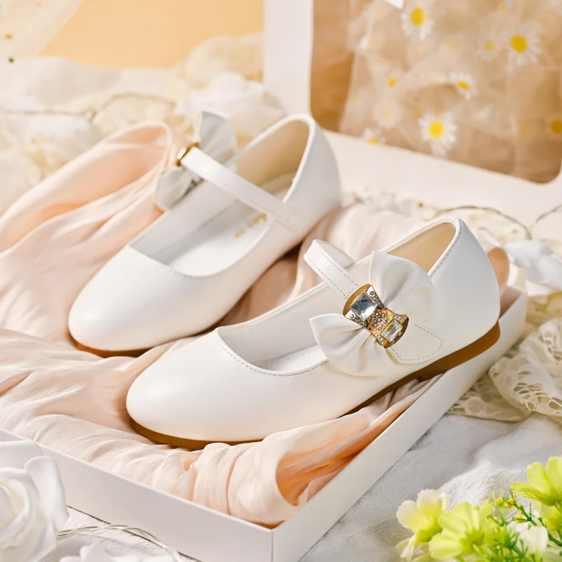 

Kids'Casual Shoes Flats shoes Princess PU Leather Spring Shoes For Girls Anti-slip ​Soft Bottom Velcro White Shoes Size 26-38