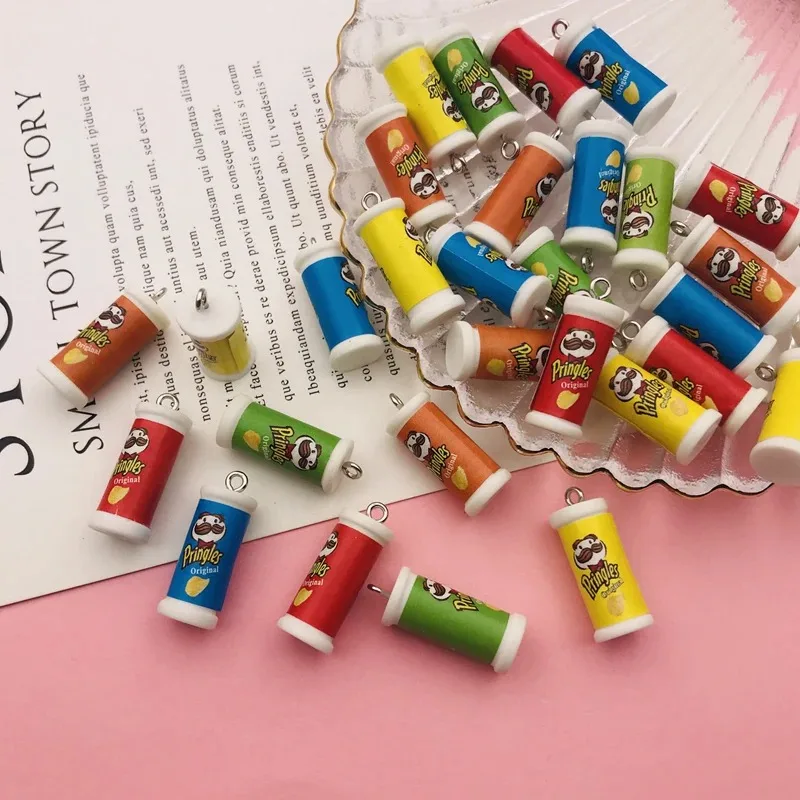10pcs Resin Flatback Hot Selling New Miniature Potato Chips Charm for Keychain, Earring, Scrapbooking, DIY Making, Necklace