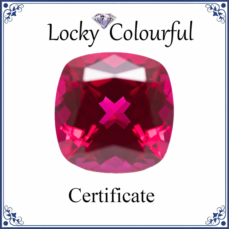 

Lab Grown Ruby Red Color Top Quality Square Cushion Shape Charm Beads for Diy Jewelry Making Rings Selectable AGL Certificate