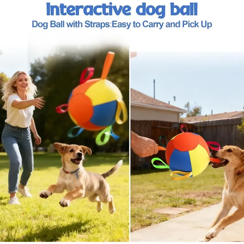 Tug of War Dog Toy with Handles Soccer Ball Toy Interactive Training Toy Herding Balls for Outdoor Use for Dogs view 5