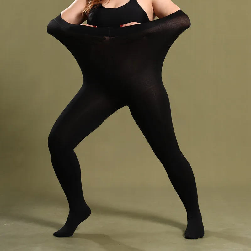 1pcs High Waist Female Plus Size Stretchy Thick Tights 120d Women Fleece Pantyhose Autumn Warm 45- 150kg Black White Skin Color