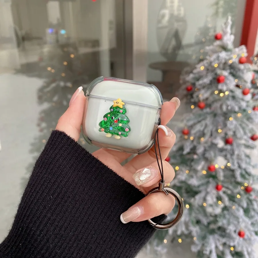 For apple airpods 4 Case cartoon Christmas/ Tree/Leaves AirPods Pro 2 / airpods 3 / airpod 2 Earphone Cover cute air pods pro