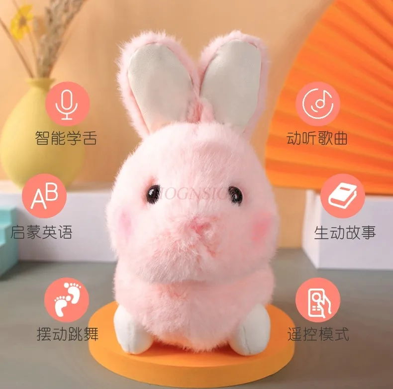 Een pratende konijn zingende, dansende en herhalende pop, schattige kleine witte konijn elektrische knuffel voor kinderen