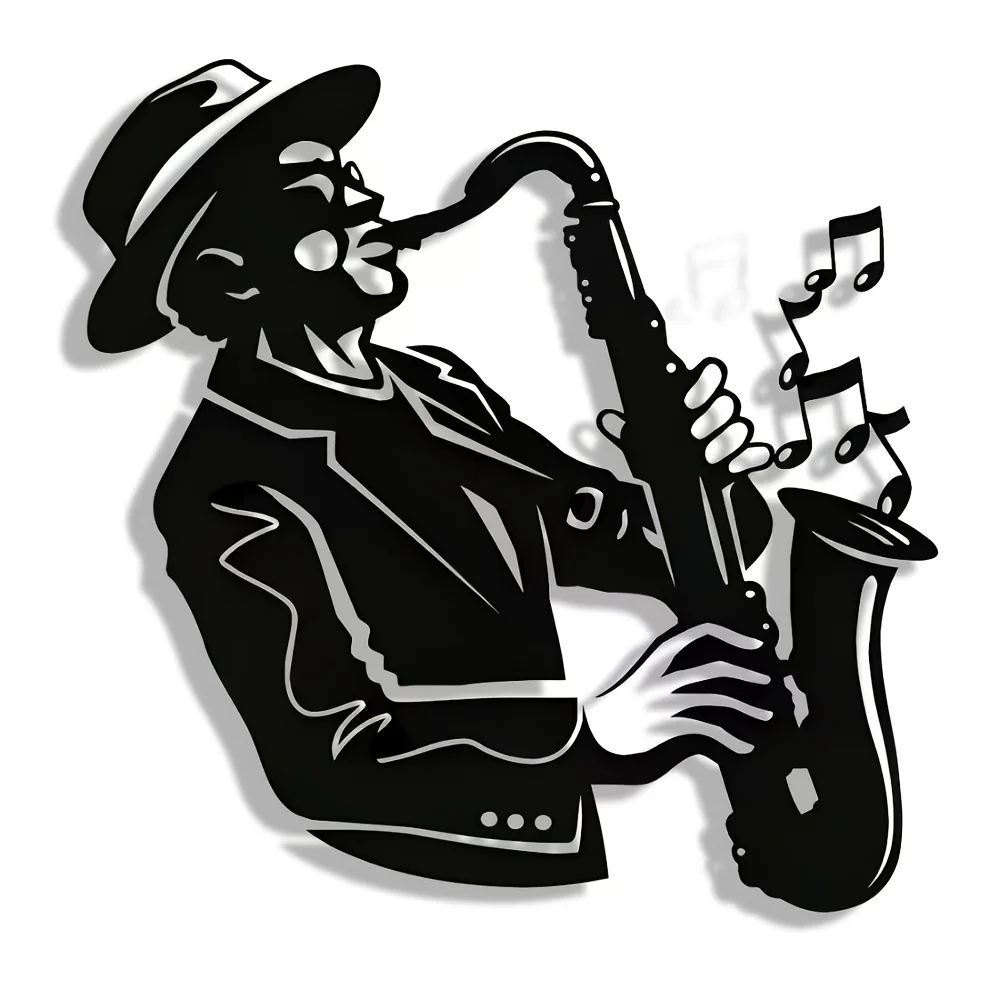 2D Elegant Saxophone Metal Wall Art - Minimalist Christmas Design, Perfect for Home & Office Decor, Living Room, Bedroom Decor