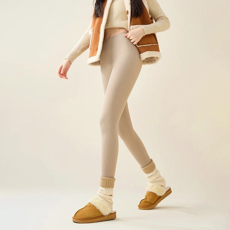 Damskie sportowe spodnie do jogi z koreańskiej skóry rekina na rok 2025, ocieplane pluszem, termiczne legginsy na jesień i zimę, do biegania, jazdy na rowerze, codzienne legginsy.