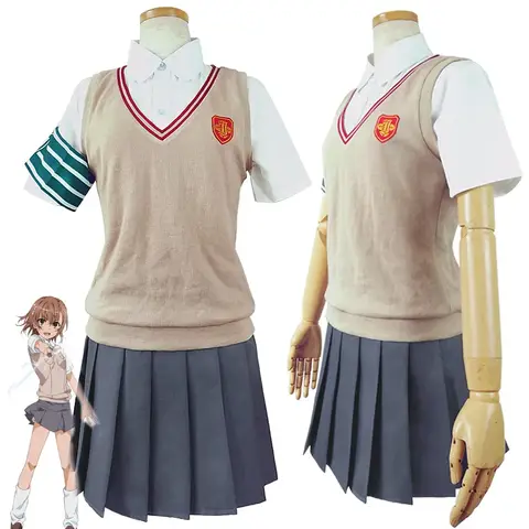 Anime A 특정 과학 Railgun 미사 카 미코토 코스프레 의상 성인 여성 소녀 JK 스커트 정장 할로윈 의상 학교 교복