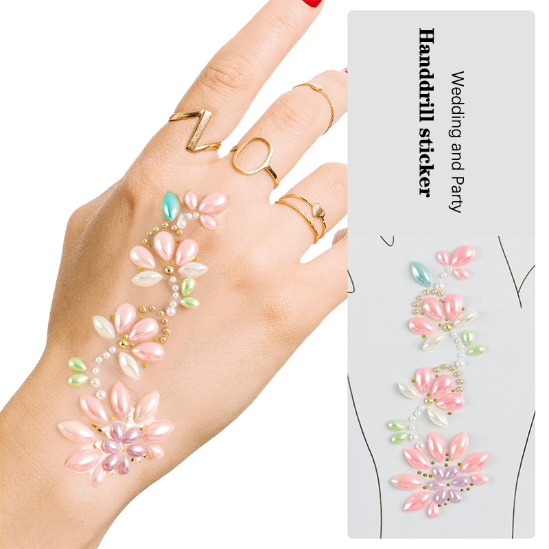 Diamond Pearl Stickers Handmade Diy Diamond Durable Bridesmaid Bride Hand Jewelry Tattoo Stickers