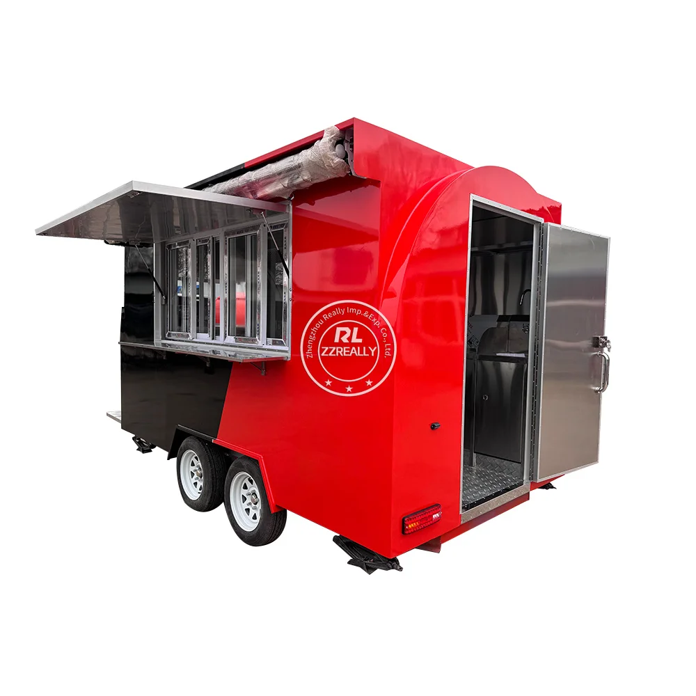 شاحنة طعام خارجية عربة آيس كريم متنقلة مطعم خارجي مجهزة بالكامل مقطورة طعام الشارع عربة هوت دوج متنقلة