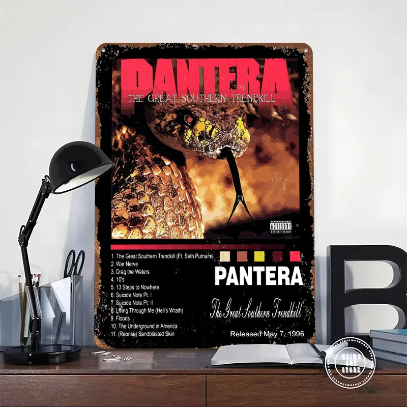 Pantera - The Great Southern Trendkill Metal Poster Customized Wall Art Retro Vintage Tinplate Signs for Gaming Decoration Room