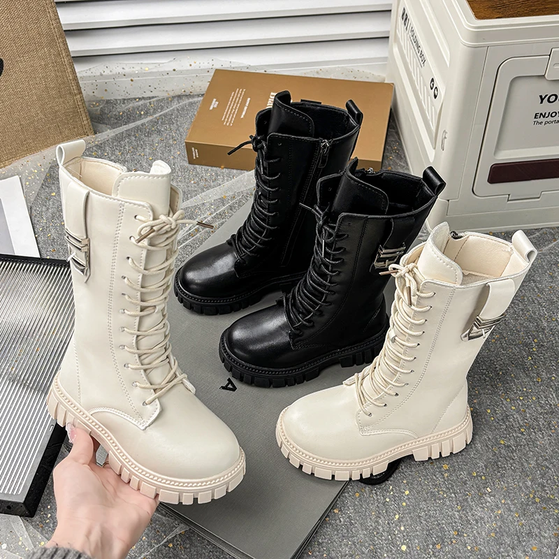 

Winter Fashion Comfortable Best Kids Shoes Lace Up Mid-Calf Boots Side Zipper Non-Slip Chunky Sole Casual Daily Shoes Girls Boys