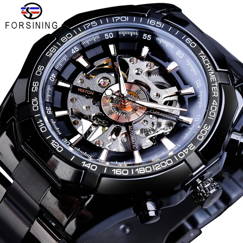 

Official brand of free shippingHot Selling Men's Hollowed Fashion Watch Stainless Steel Automatic Mechanical Watch Luminous