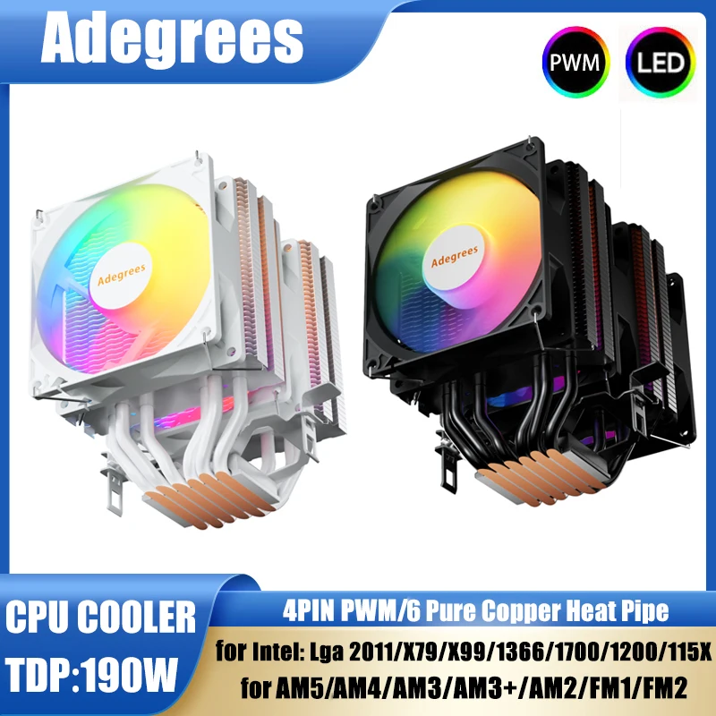 

X99 RGB CPU Air Cooler PC Procesor 6 Heat Pipes Radiator for Intel LGA 1700 1200 1150 1151 1155 2011 X79 X99 1366 AM3 AM4 AM5