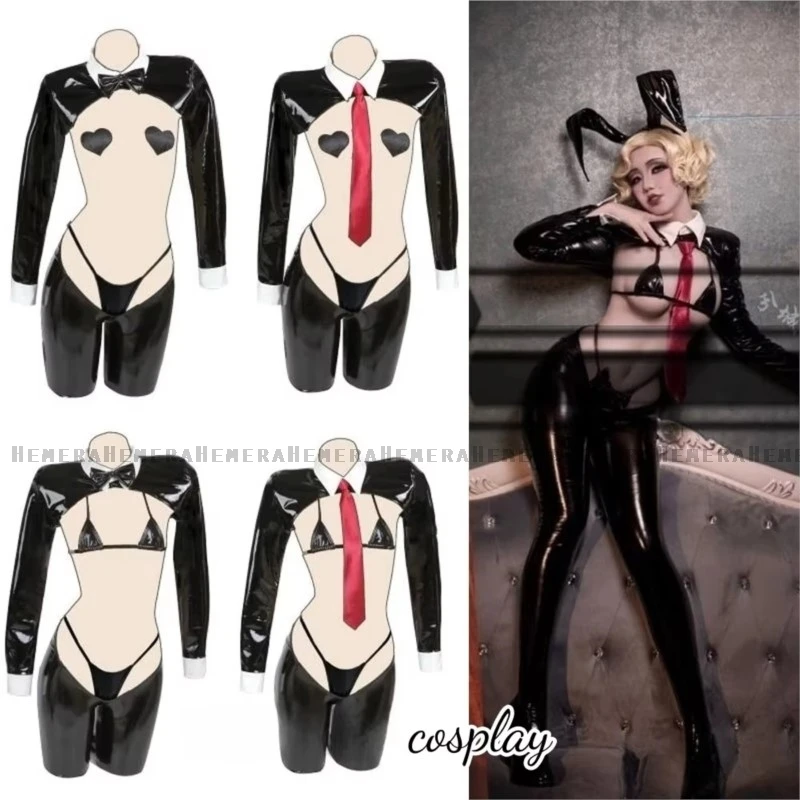 W magazynie oryginalny Design skórzany odwrócony królik przebranie na karnawał PU kostium króliczka zestawy mundurków bielizna seksowna Cosplay
