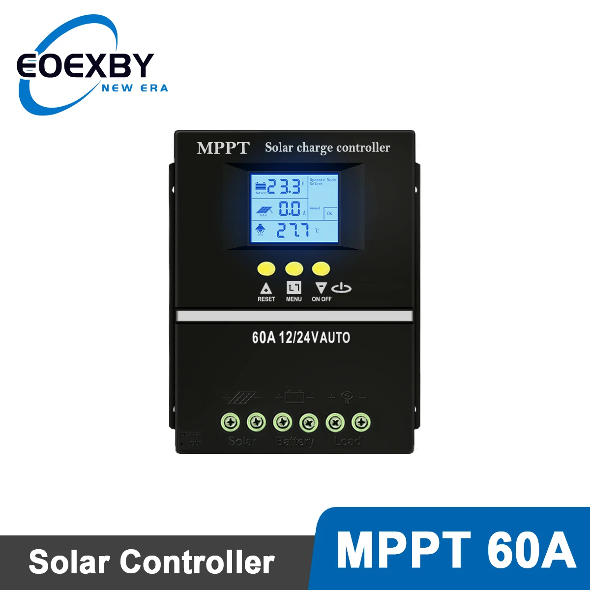 MPPT Solar Charge Controller Tools 60A 12V/24V Dual USB Quick Charger Lead Aacid Lithium Battery with LCD Display Quick Charger