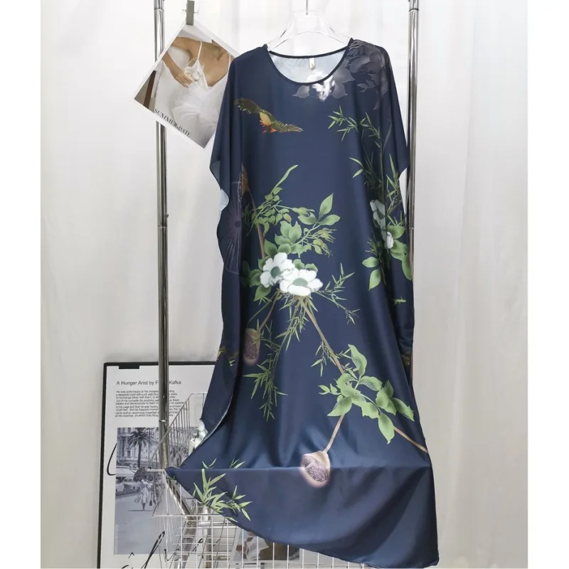 Floral Printed Nightgown Loose Sleepwear Soft Rayon Home Clothes Lady Elegant Loungewear Casual Nightdress Long Sleep Shirt 5