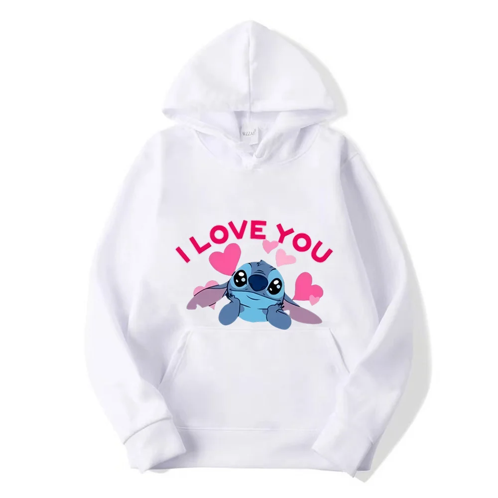 2024 New Disney Stitch Pattern Hooded Long-sleeved Sweater Autumn and Winter Disney Top Anime Hoodie Harajuku Hoodie Sweatshirts