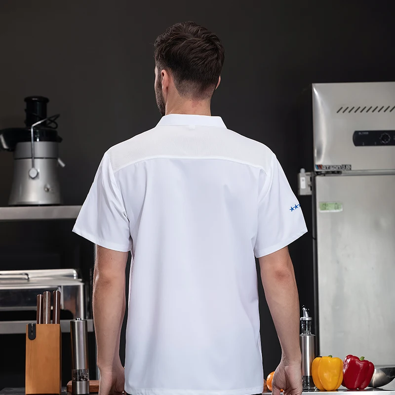 Chaqueta de cocina, uniforme de Chef, color negro, blanco, azul, ropa de camarero/camarera, chaqueta de cocinero, ropa de trabajo, restaurante, Hotel